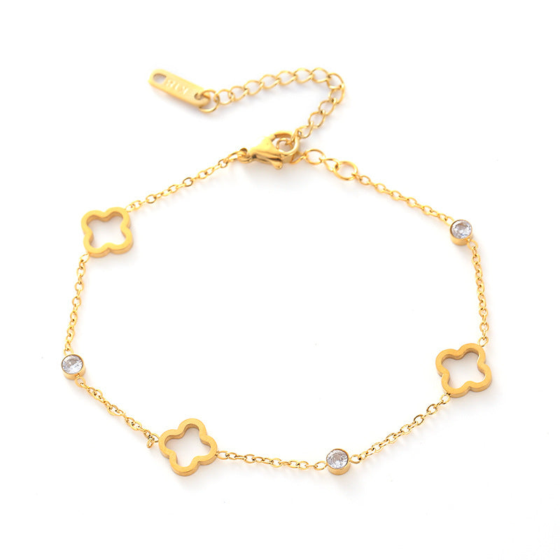 Gelang Four-leaf clover Stainless Wanita gold Perhiasan -Bracelets, Model Terbaru Aksesoris Gold - perhiasandirect