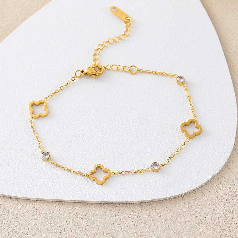 Gelang Four-leaf clover Stainless Wanita gold Perhiasan -Bracelets, Model Terbaru Aksesoris Gold - perhiasandirect