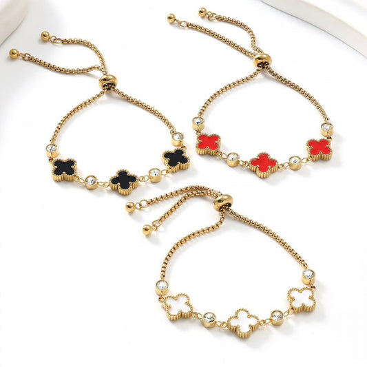 Gelang Four Leaf Clover berlian tarik keluar daun semanggi empat3