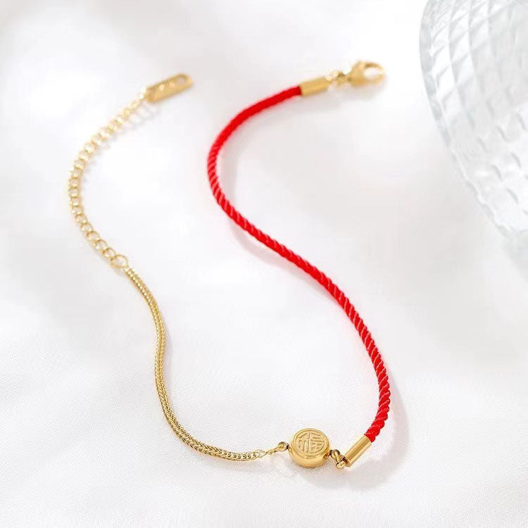 Gelang Kaki 'Fu' Wanita - Gelang Kaki Stainless Steel Anti Kusam, Rantai Emas Trendy, Aksesoris Fashion, Grosir Harga Terbaik 4