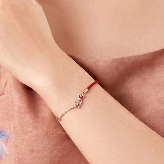 Gelang Kaki Koi Lucky Jade Tali Merah • Model Baru • Aksesoris Keberuntungan Wanita perhiasandirect