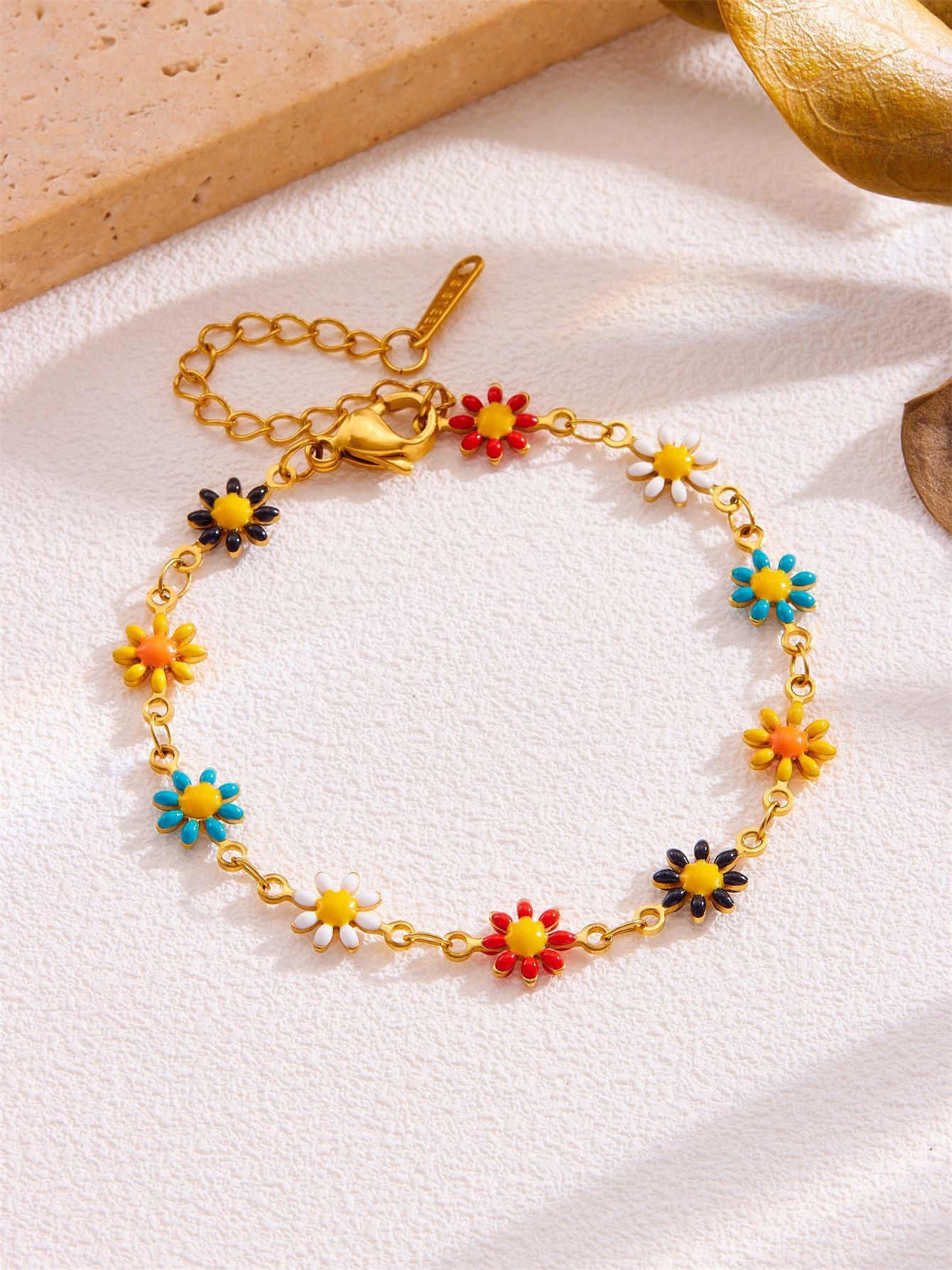 Gelang Rantai Bunga Daisy Korea – Lapis Emas 18K | Antikarat & Antialergi | Fashion Wanita Elegan - perhiasandirect