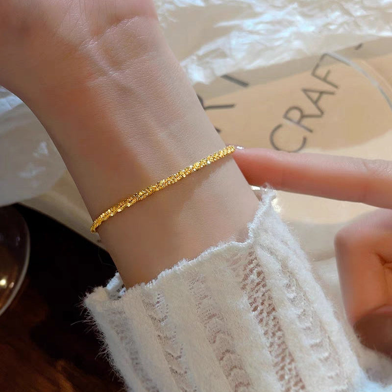 Gelang Simple Lapis Emas 18k Wanita - Gelang Stainless Steel Elegan Anti Kusam, Perhiasan Hadiah Spesial, Grosir Harga Terbaik 10