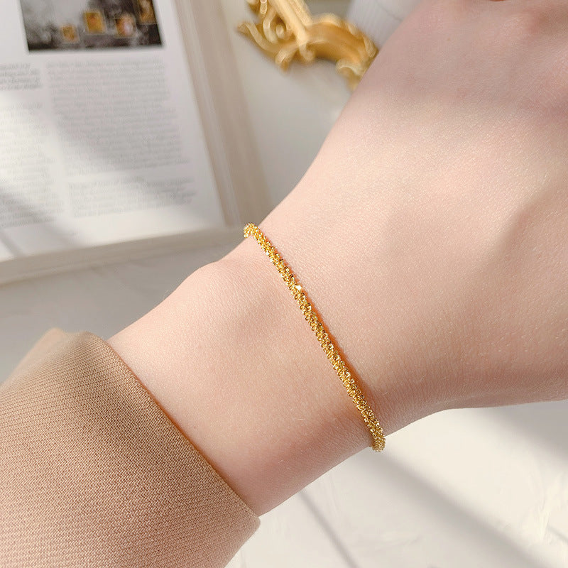 Gelang Simple Lapis Emas 18k Wanita - Gelang Stainless Steel Elegan Anti Kusam, Perhiasan Hadiah Spesial, Grosir Harga Terbaik 4