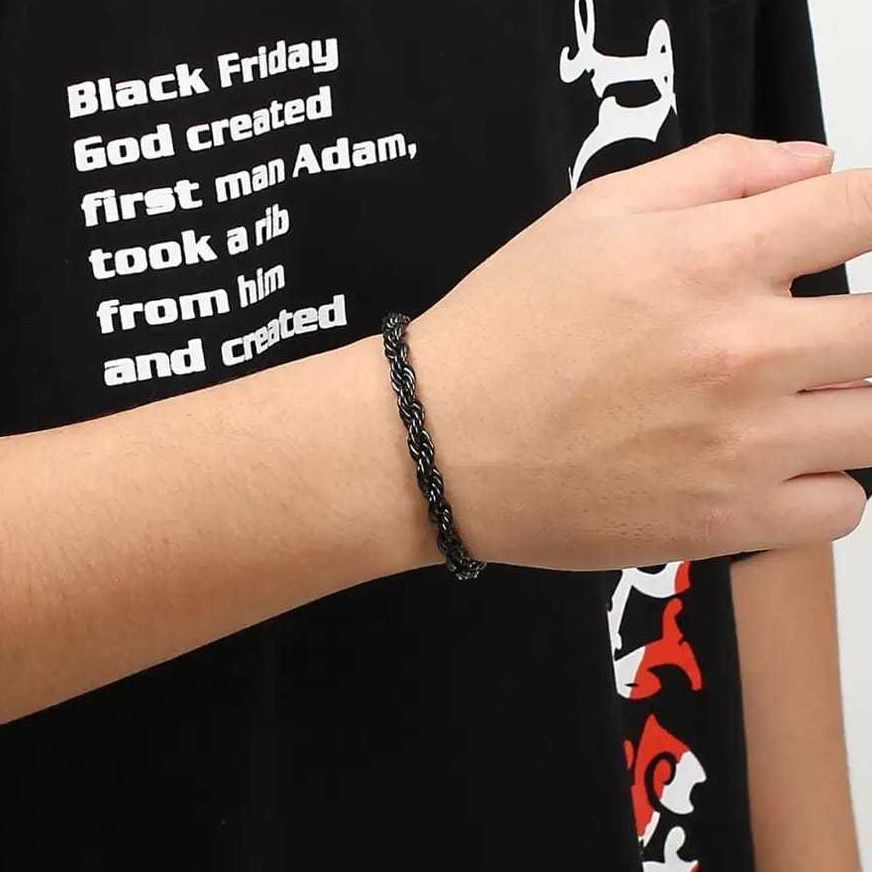 Gelang Tangan Rantai Model Tambang Anti Luntur Anti Karat Titanium Pria Dan Wanita - perhiasandirect