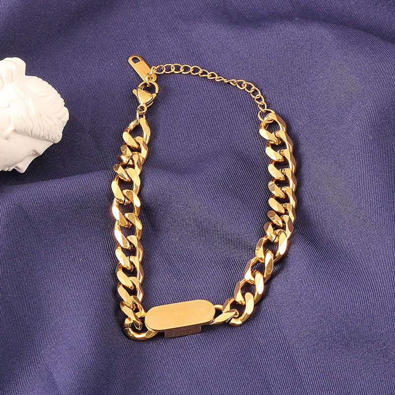 Gelang Tebal Lapis Emas 18k Wanita - Perhiasan Stainless Steel Elegan Anti Kusam, Aksesoris Harian Trendy, Hadiah Ulang Tahun untuk Pacar, Grosir Harga Terbaik7