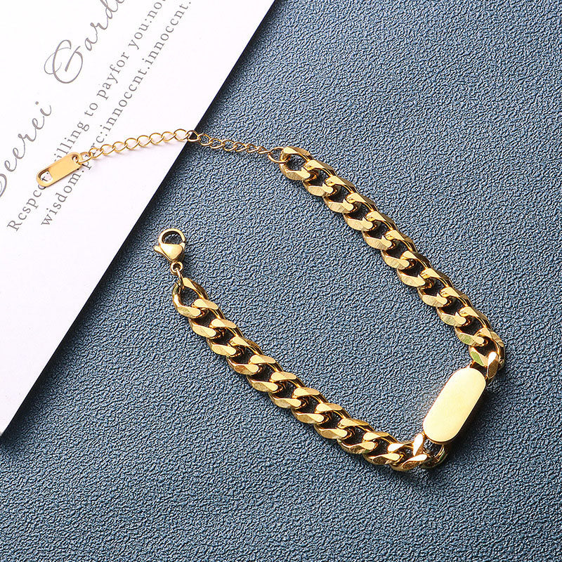 Gelang Tebal Lapis Emas 18k Wanita - Perhiasan Stainless Steel Elegan Anti Kusam, Aksesoris Harian Trendy, Hadiah Ulang Tahun untuk Pacar, Grosir Harga Terbaik8