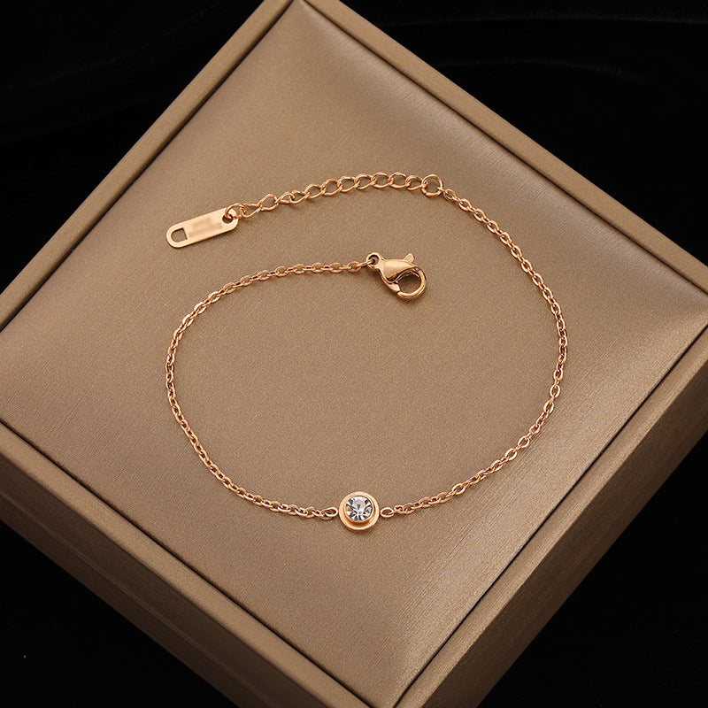 Gelang Wanita Titanium Liontin Berlian Tunggal – Elegan & Anti Karat perhiasandirect