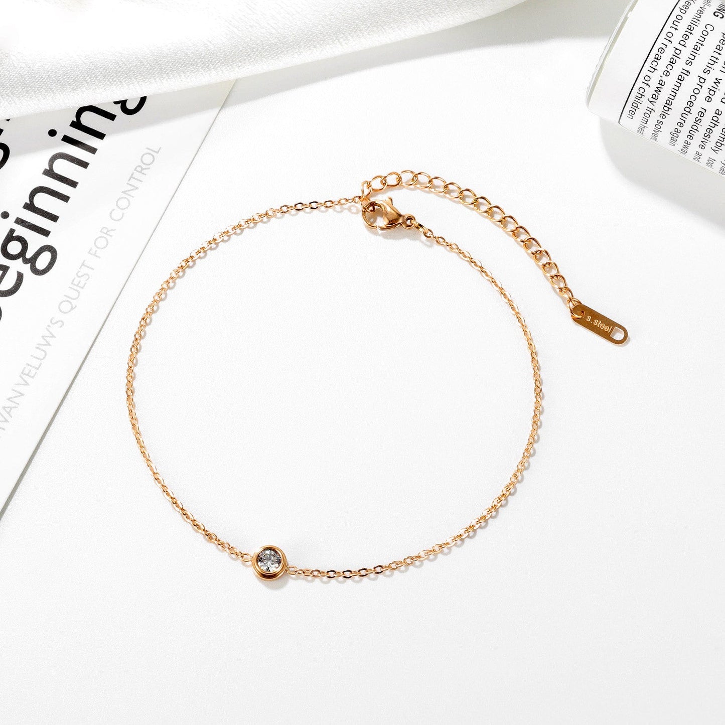 Gelang Wanita Titanium Liontin Berlian Tunggal – Elegan & Anti Karat perhiasandirect
