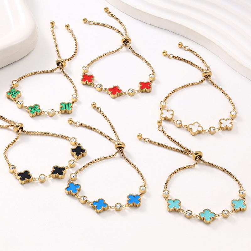 Gelang berlian tarik keluar daun semanggi empat4