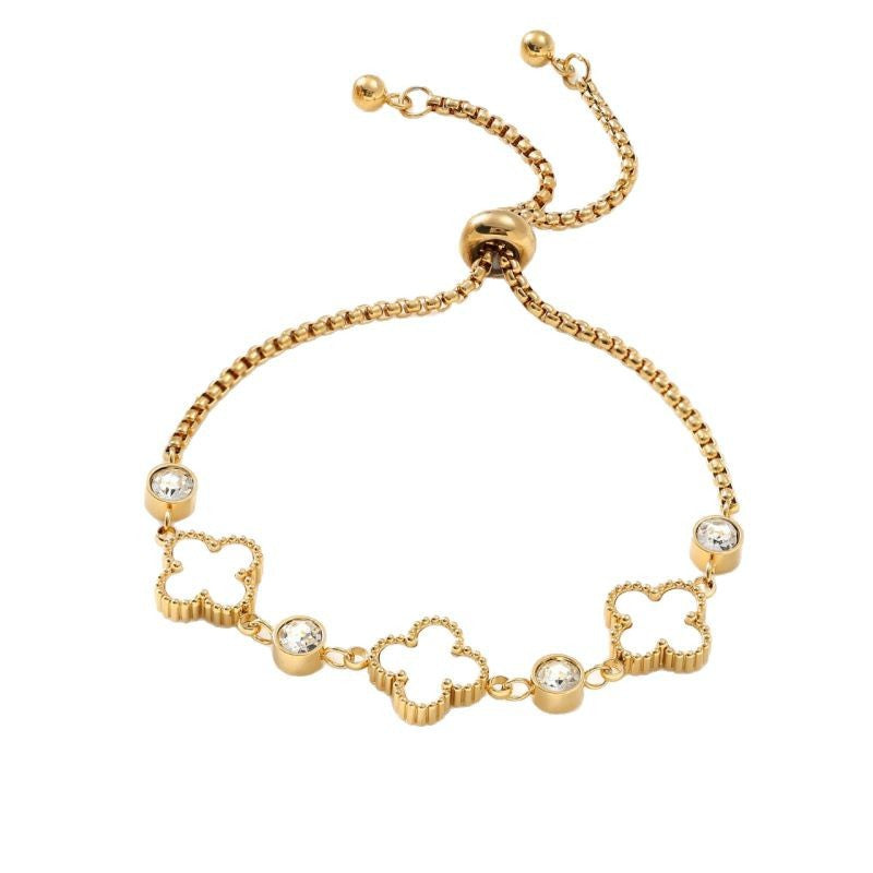 Gelang berlian tarik keluar daun semanggi empat6