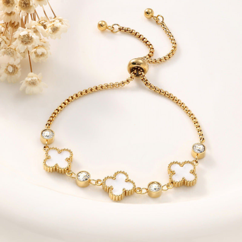 Gelang berlian tarik keluar daun semanggi empat7