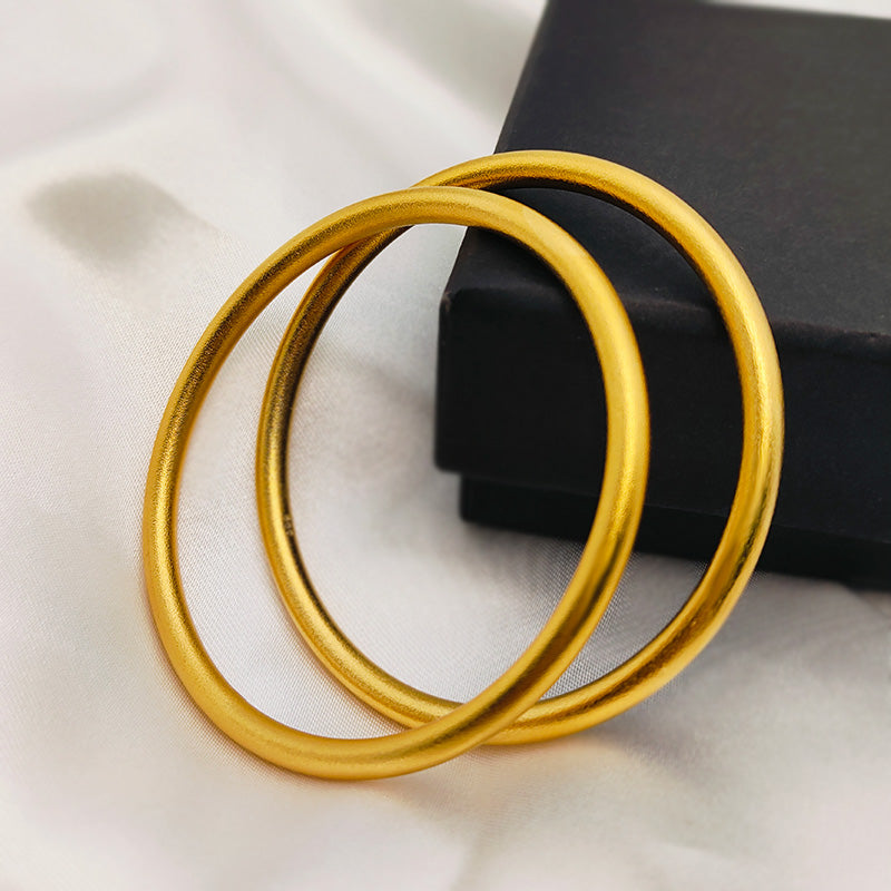 Gelang Bangle Emas untuk Wanita - Stainless Steel Vintage Anti Pudar | Aksesoris Perhiasan Elegan - 我的商店
