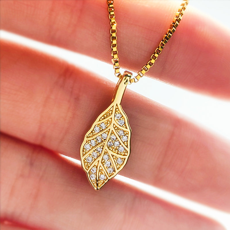 Grosir Kalung Daun Baja Tahan Karat untuk Wanita – Liontin Emas, Rantai Elegan, Aksesoris Perhiasan - 我的商店