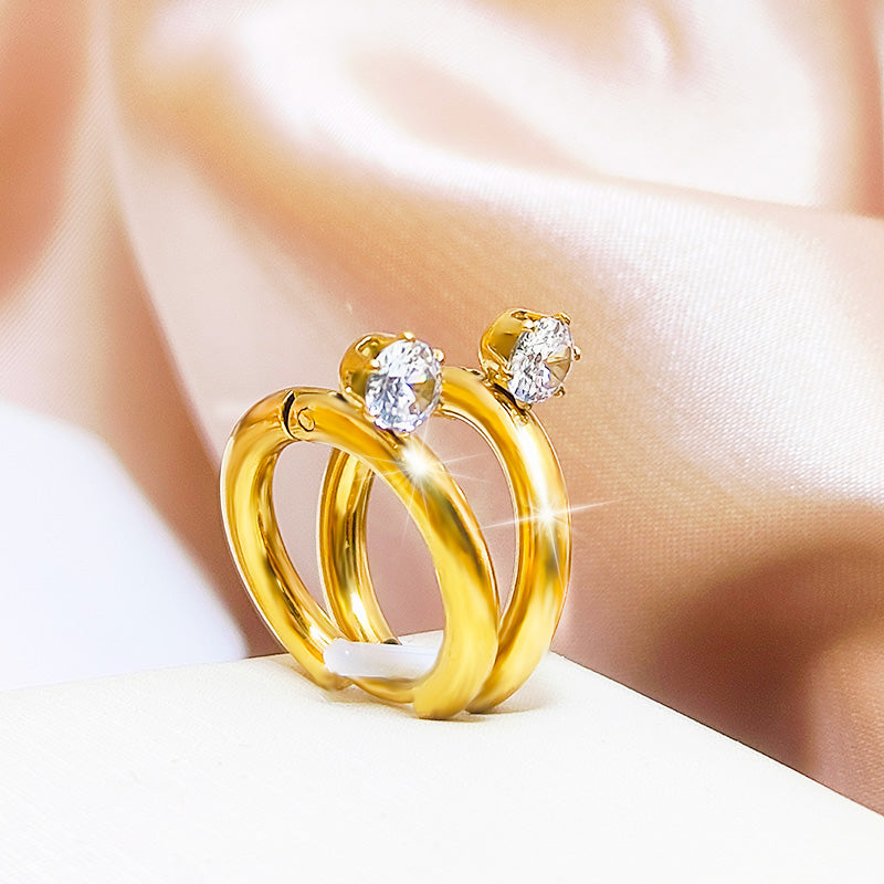 Anting Berlian Wanita - Emas Hypoallergenic Gantung, Aksesoris Mewah & Aman untuk Kulit - 我的商店