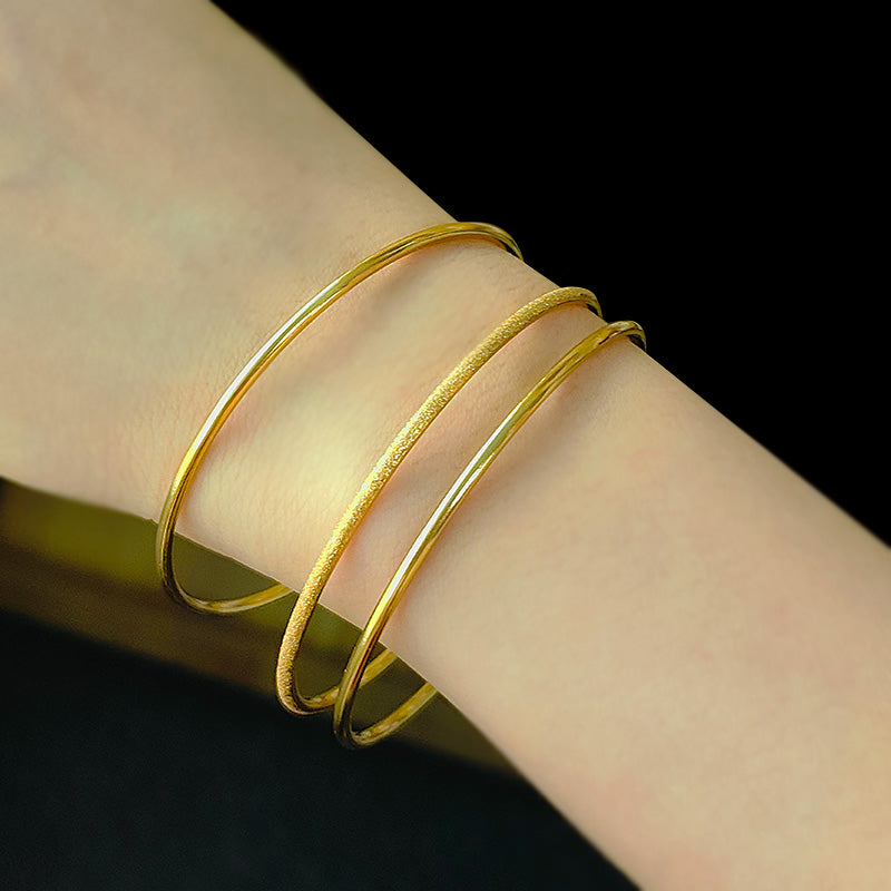 Set Gelang Bangle Minimalis untuk Wanita - 18k Emas & Stainless Steel Anti Pudar | Aksesoris Fashion Elegan - 我的商店