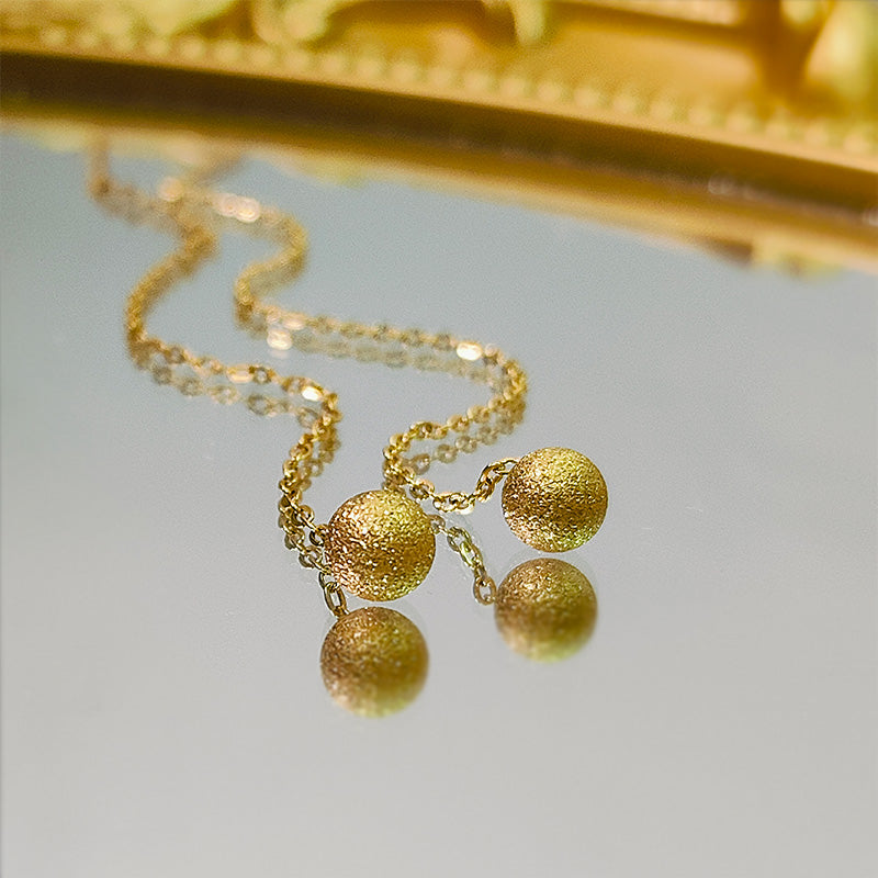 Anting untuk Wanita - Bead Frosted Gantung Stainless Steel Hypoallergenic | Perhiasan Elegan - 我的商店