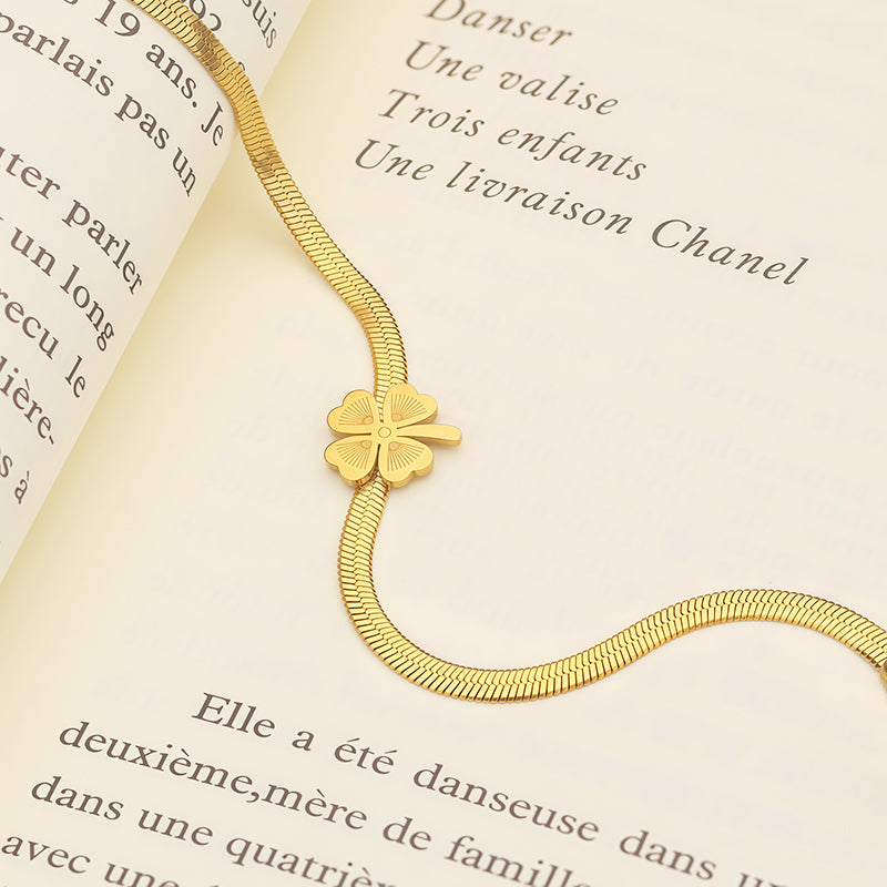 Jam Tangan titanium four leaf clover Jam tangannya - Gelang Wanita Elegan Bermotif four-leaf clover11