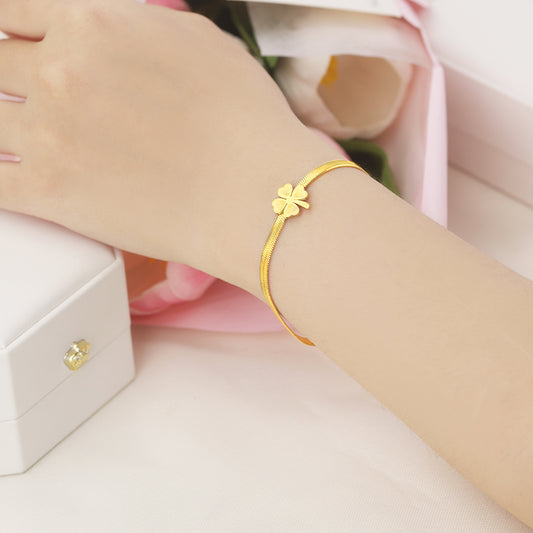 Jam Tangan titanium four leaf clover Jam tangannya - Gelang Wanita Elegan Bermotif four-leaf clover2