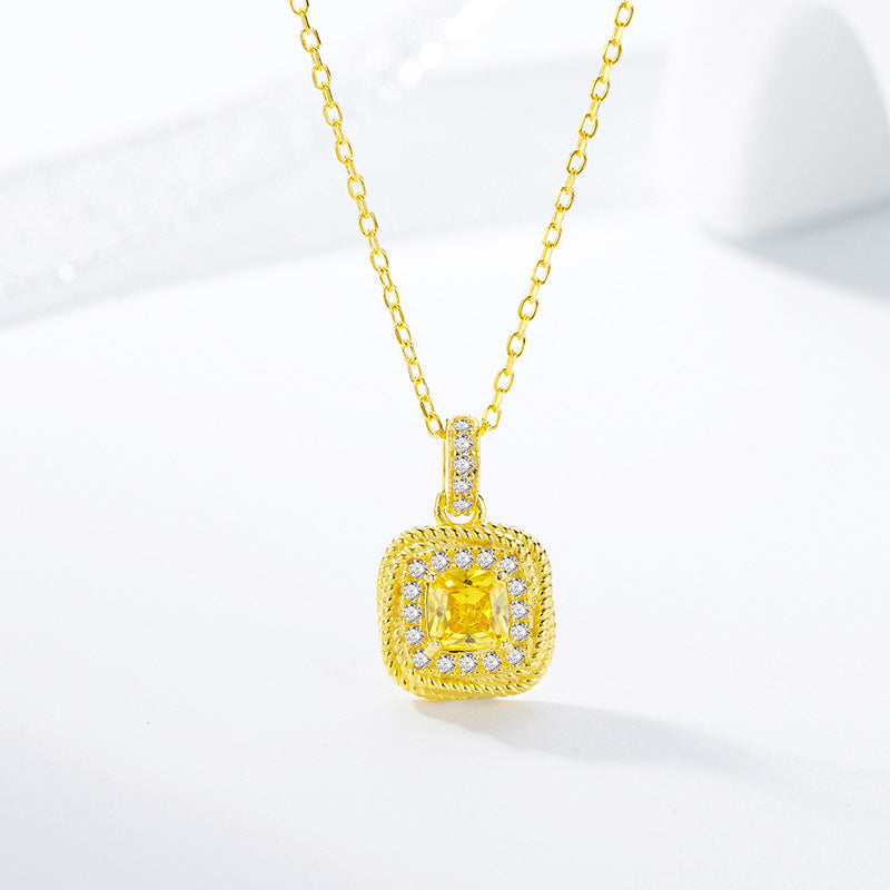 Kalung Fashion Korea Emas 18k Wanita - Perhiasan Stainless Steel dengan Kristal Kuning, Anti Kusam Elegan, Grosir Harga Terbaik10