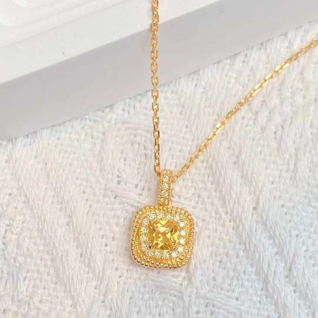 Kalung Fashion Korea Emas 18k Wanita - Perhiasan Stainless Steel dengan Kristal Kuning, Anti Kusam Elegan, Grosir Harga Terbaik8