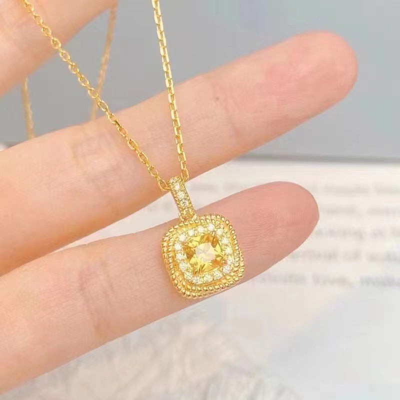 Kalung Fashion Korea Emas 18k Wanita - Perhiasan Stainless Steel dengan Kristal Kuning, Anti Kusam Elegan, Grosir Harga Terbaik 7