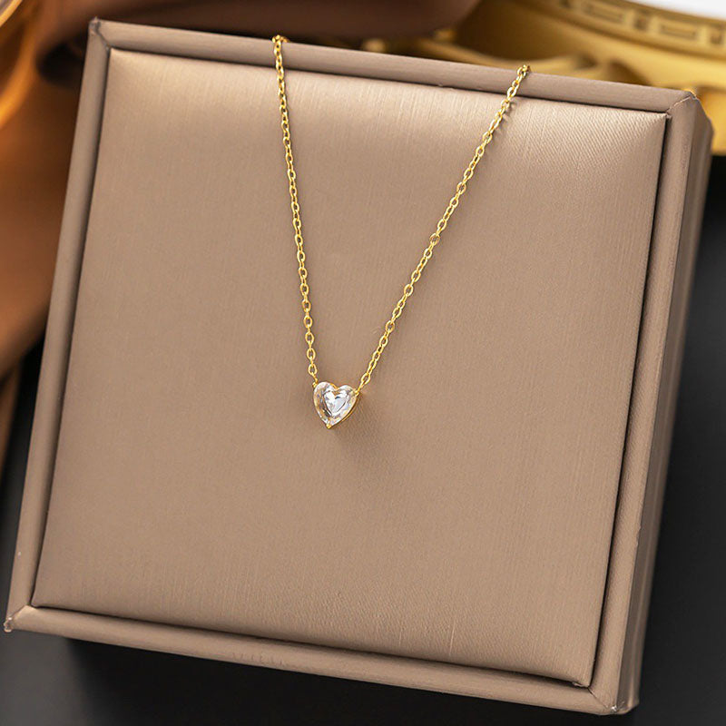 Kalung Hati Emas 18k Wanita - Perhiasan Stainless Steel Elegan, Pendant Lucu Trendy, Hadiah Ulang Tahun, Grosir Harga Terbaik2