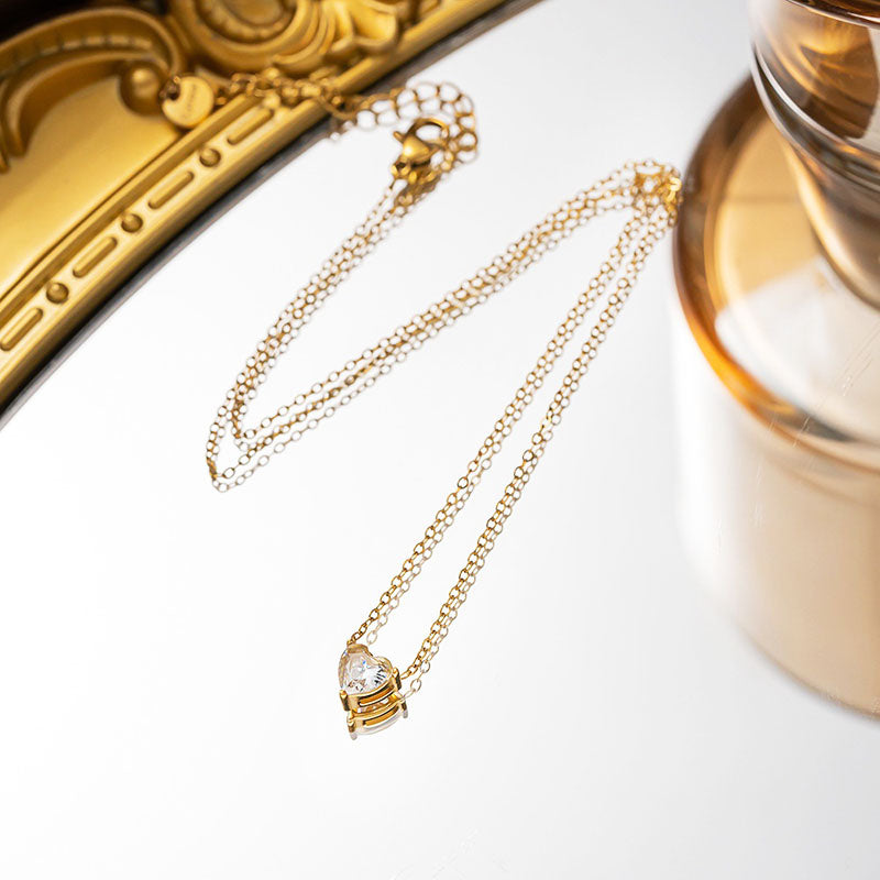 Kalung Hati Emas 18k Wanita - Perhiasan Stainless Steel Elegan, Pendant Lucu Trendy, Hadiah Ulang Tahun, Grosir Harga Terbaik9