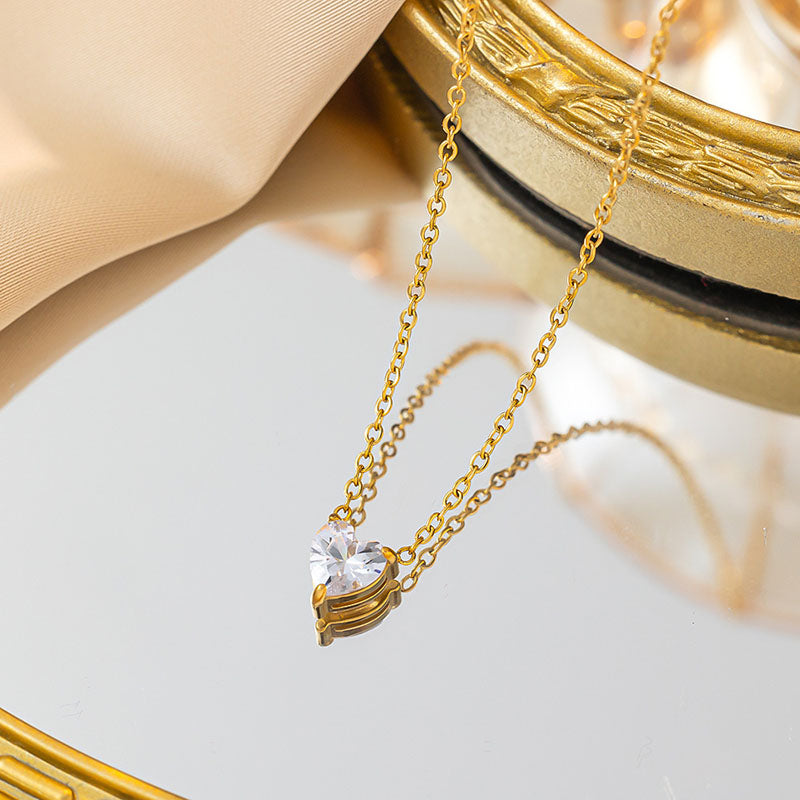 Kalung Hati Emas 18k Wanita - Perhiasan Stainless Steel Elegan, Pendant Lucu Trendy, Hadiah Ulang Tahun, Grosir Harga Terbaik 10