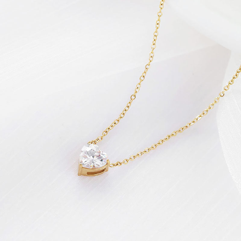 Kalung Hati Emas 18k Wanita - Perhiasan Stainless Steel Elegan, Pendant Lucu Trendy, Hadiah Ulang Tahun, Grosir Harga Terbaik 3