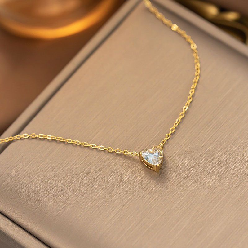 Kalung Hati Emas 18k Wanita - Perhiasan Stainless Steel Elegan, Pendant Lucu Trendy, Hadiah Ulang Tahun, Grosir Harga Terbaik 4