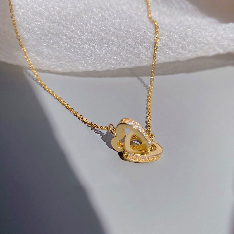 Kalung Hati Wanita - Perhiasan Stainless Steel dengan Pendant Elegan, Rantai Emas Trendy, Grosir Harga Terbaik 3