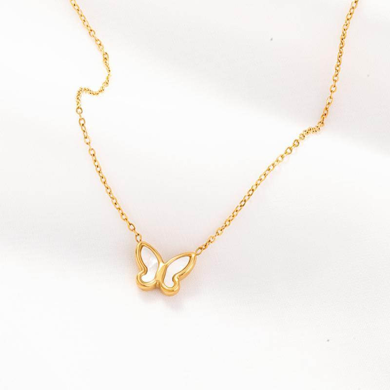 Kalung Kupu-Kupu Putih Wanita – Titanium Anti Karat, Lucu & Elegan untuk Sehari-hari perhiasandirect