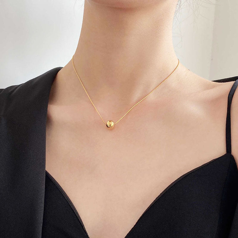 Kalung Manik Kecil Wanita - Perhiasan Stainless Steel Elegan, Aksesoris Prom Terjangkau, Hadiah Ulang Tahun untuk Pacar, Grosir Harga Terbaik