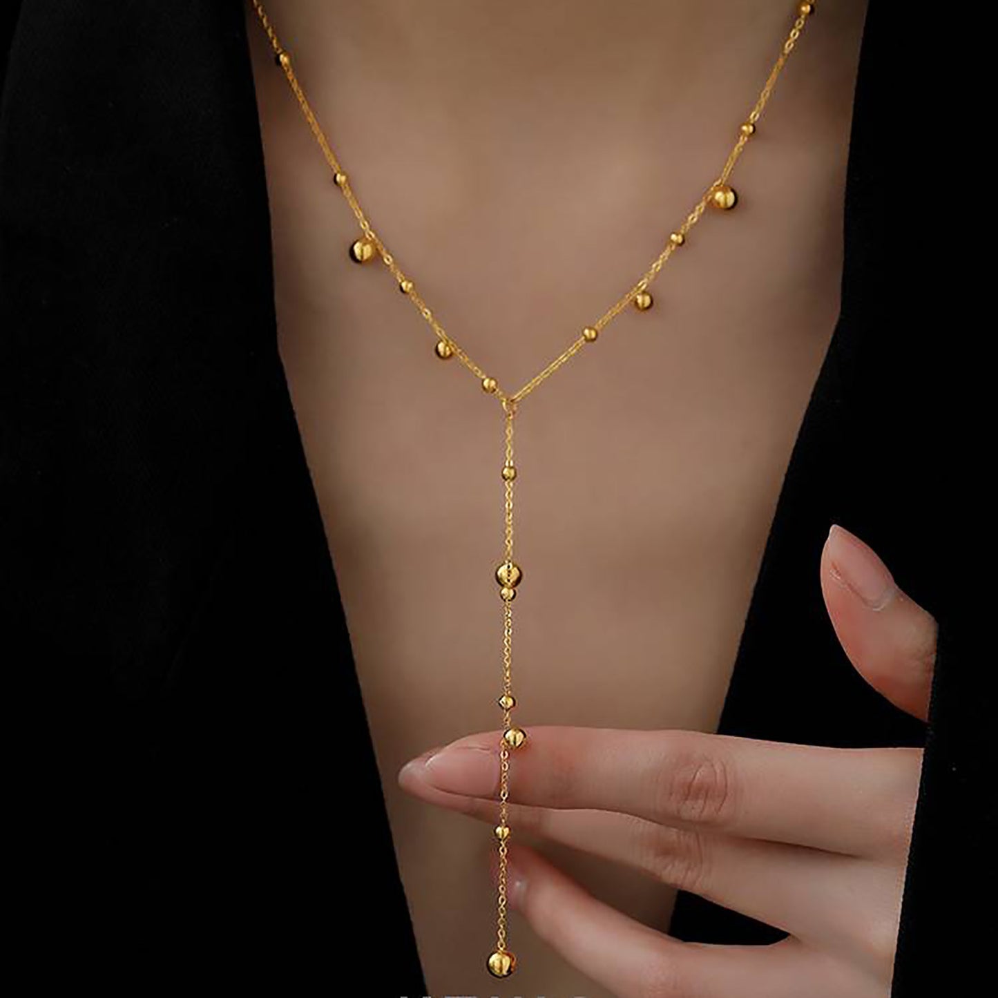Kalung Manik Panjang Wanita - Perhiasan Stainless Steel Elegan, Aksesoris Harian Trendy, Hadiah Ulang Tahun untuk Pacar, Grosir Harga Terbaik 5