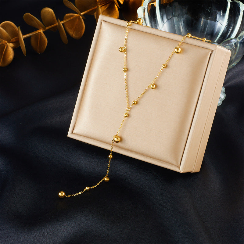 Kalung Manik Panjang Wanita - Perhiasan Stainless Steel Elegan, Aksesoris Harian Trendy, Hadiah Ulang Tahun untuk Pacar, Grosir Harga Terbaik 6