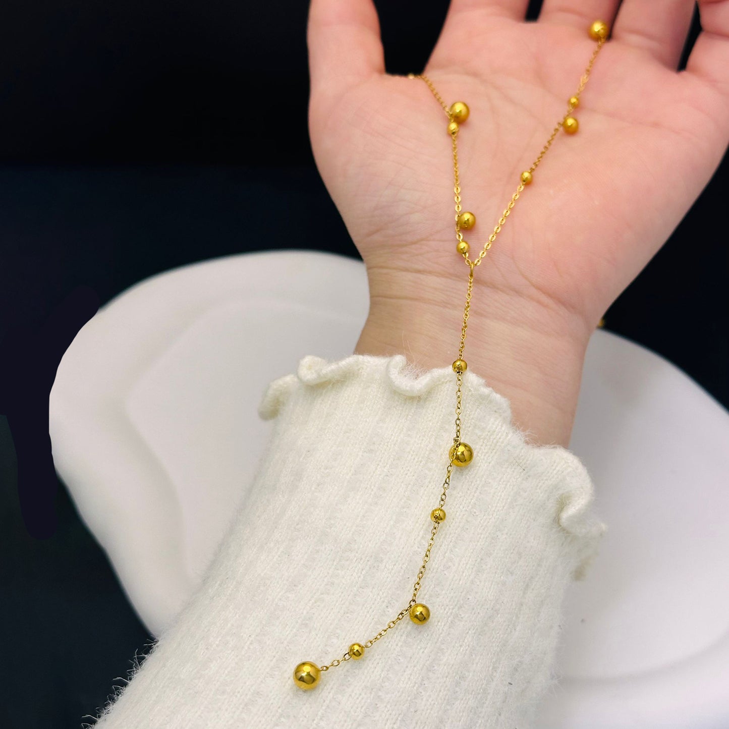 Kalung Manik Panjang Wanita - Perhiasan Stainless Steel Elegan, Aksesoris Harian Trendy, Hadiah Ulang Tahun untuk Pacar, Grosir Harga Terbaik 9