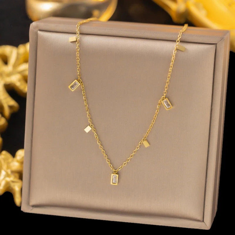 Kalung Wanita Zircon Fragment – Perhiasan Titanium Steel Anti Karat & Tahan Lama-product10