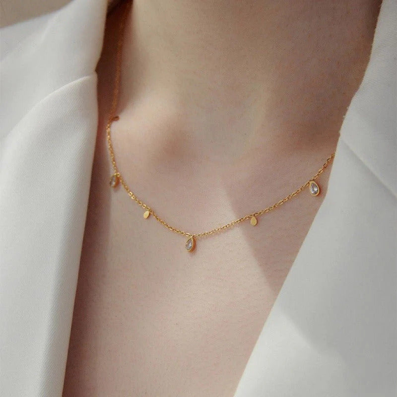 Kalung Wanita Zircon Fragment – Perhiasan Titanium Steel Anti Karat & Tahan Lama