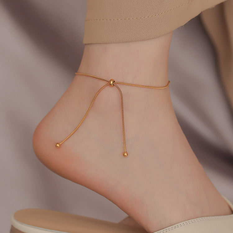 Gelang Kaki Emas untuk Wanita – Rantai Stainless Anti Luntur, Aksesori Minimalis Pantai - 我的商店