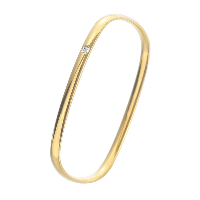 Gelang Wanita Vintage Minimalis - Stainless Steel Lapis Emas 18K Anti Kusam, Aksesoris Fashion Elegan - 我的商店