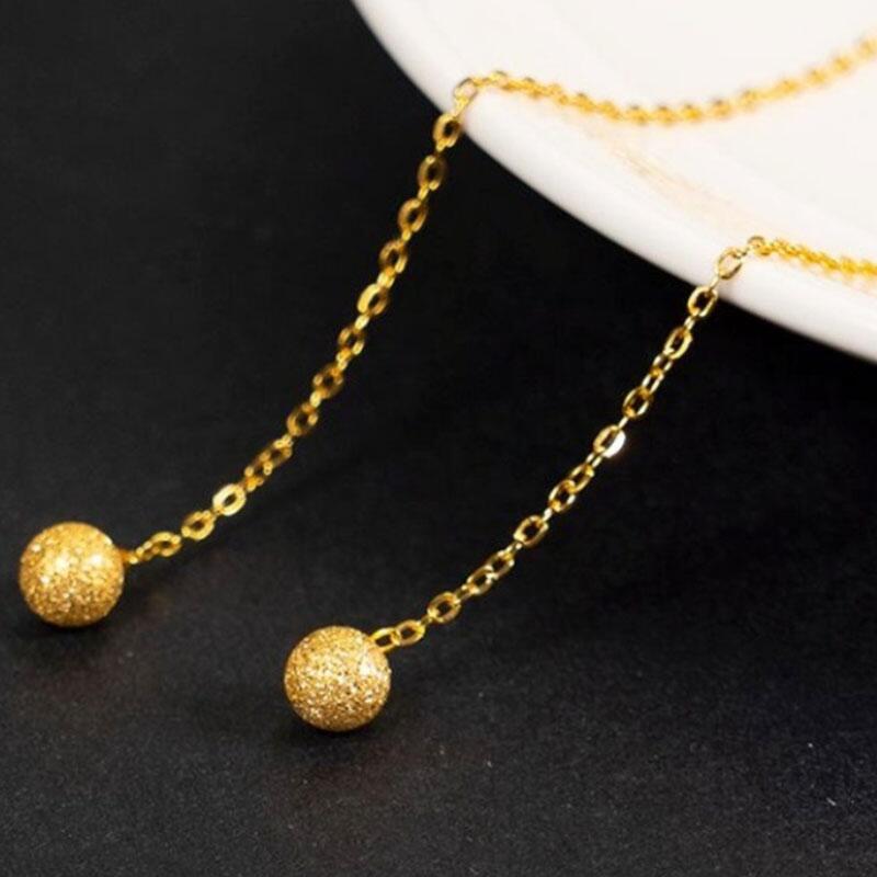 Anting untuk Wanita - Bead Frosted Gantung Stainless Steel Hypoallergenic | Perhiasan Elegan - 我的商店