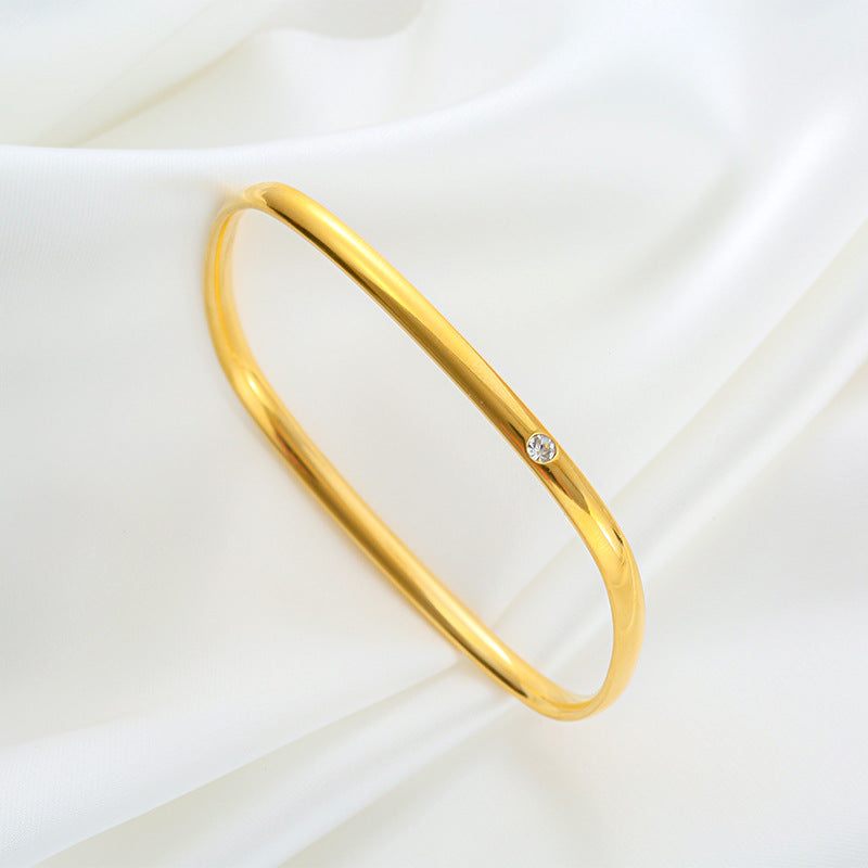 Gelang Wanita Vintage Minimalis - Stainless Steel Lapis Emas 18K Anti Kusam, Aksesoris Fashion Elegan - 我的商店