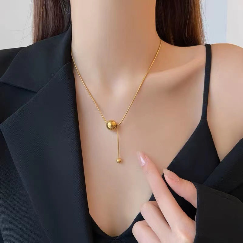 Grosir Kalung Wanita Stainless Steel Liontin Bola Emas - Tidak Kusam, Trendi & Stylish! - 我的商店