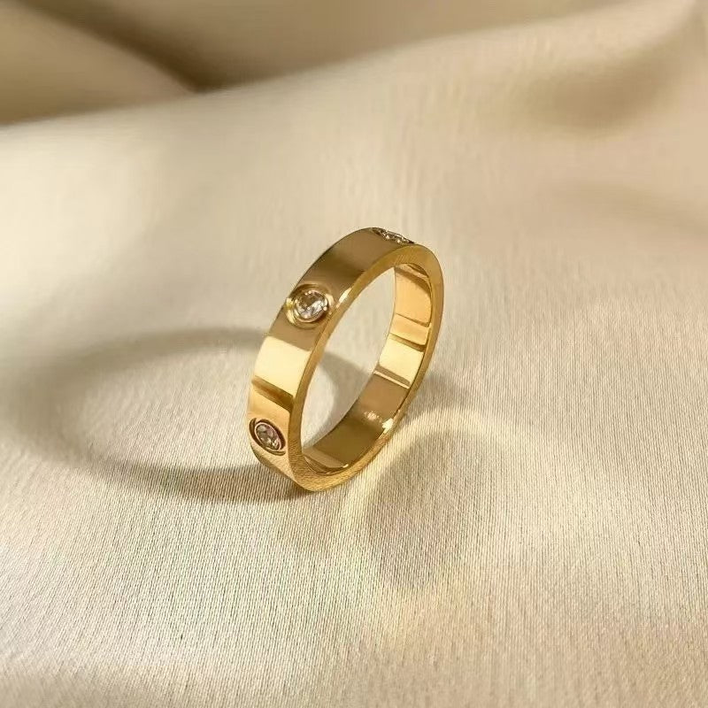 Cincin Trendy Titanium Anti Karat Tiga Warna ada mata dan tanpa mata menerima reseller - 我的商店