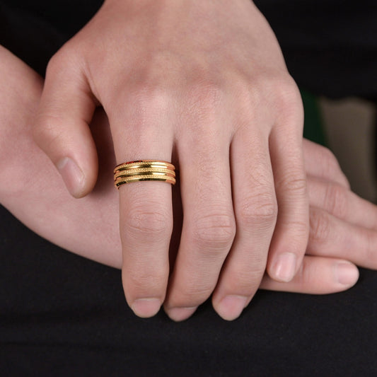 Cincin 18k Emas Berlian Stainless Steel untuk Wanita - Anti Pudar | Aksesoris Fashion Korea - 我的商店