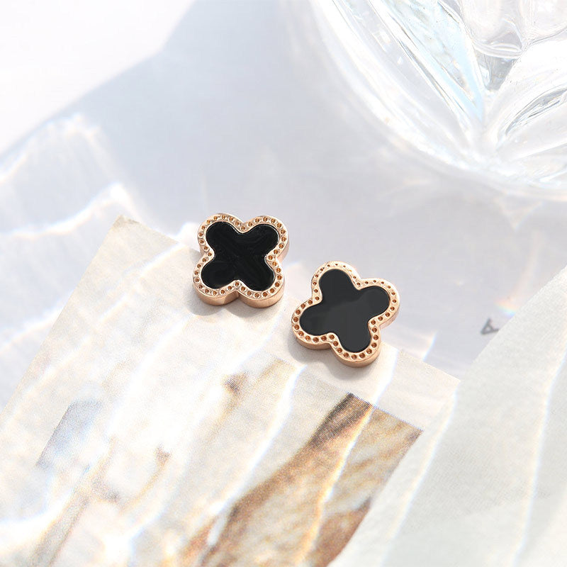 Wanita antik berkata kalung Four Leaf Clover  Liontin Berlian - Baja Tahan Karat Lapis Emas, tidak kusam, elegan dan modis! - 我的商店