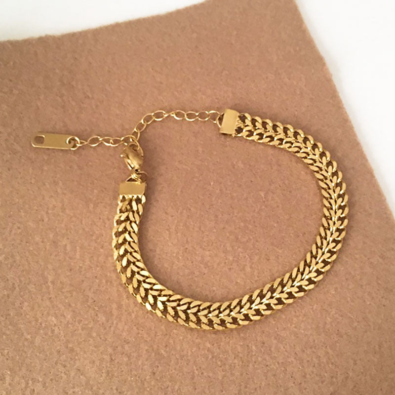 Gelang Wanita Lapis Emas 18K - Stainless Steel, Elegan, Trendi & Cocok untuk Prom! - 我的商店