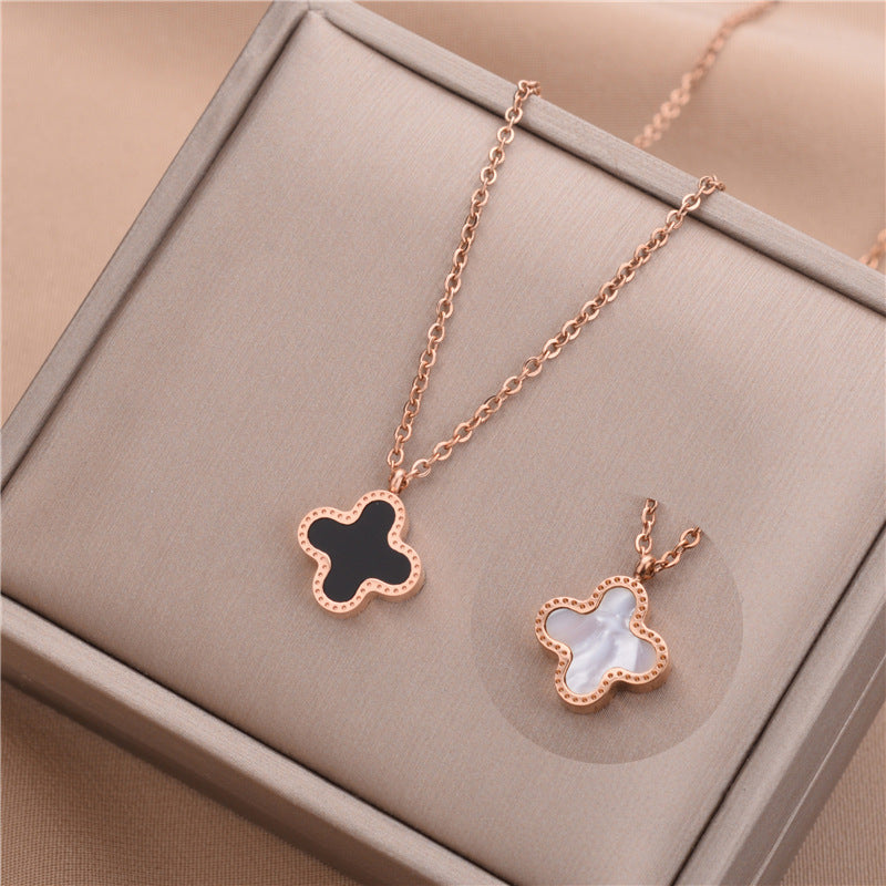 Four Leaf Clover Kalung - Baja Tahan Karat Antialergi dan Antidebu, Gaya Korea - 我的商店