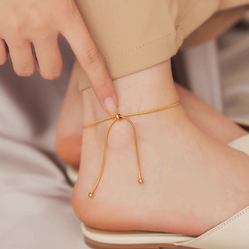 Gelang Kaki Emas untuk Wanita – Rantai Stainless Anti Luntur, Aksesori Minimalis Pantai - 我的商店